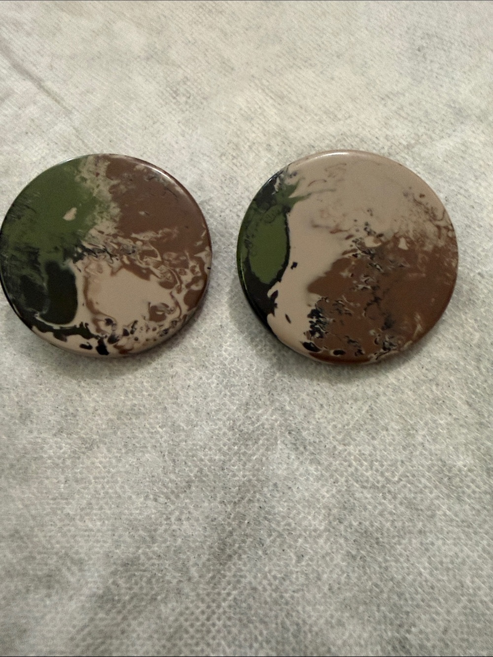 Oversized stud camo print earrings